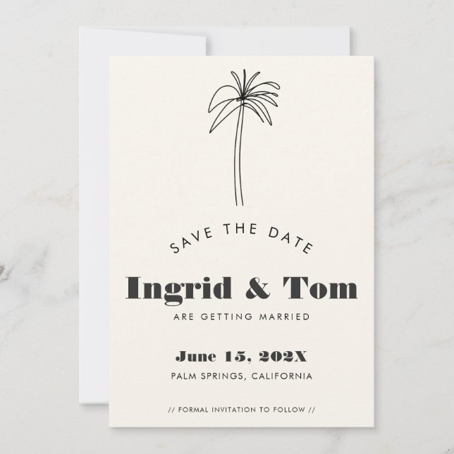 Minimalist Tropics Save The Date (Front)