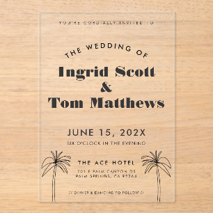 Minimalist Tropics Wedding Acrylic Invitations