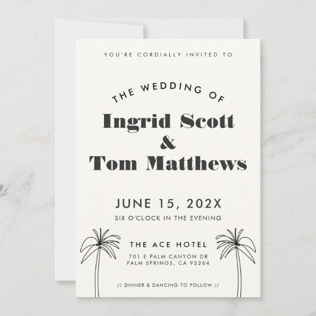 Minimalist Tropics Wedding Invitation (Front)