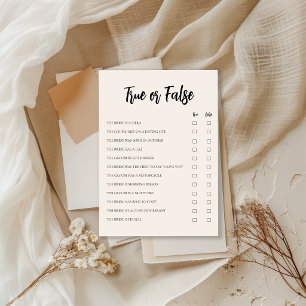 Minimalist True or False Bridal Game Card