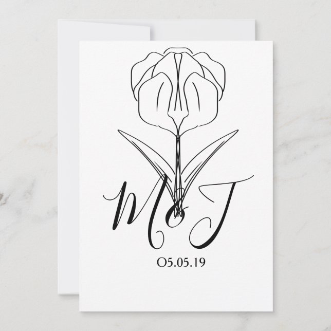 Minimalist Tulip Floral Botany Wedding Invitation (Back)