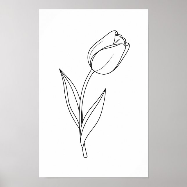 Minimalist Tulip Line Drawing Poster (Front)