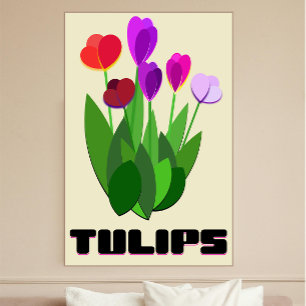 Minimalist Tulips Art Print – Modern Floral Poster