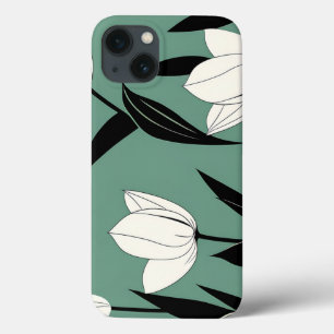 Minimalist Tulips On Green iPhone 13 Case