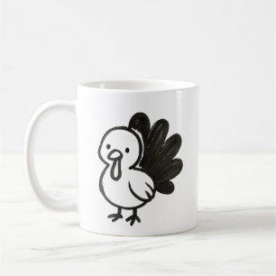 Minimalist Turkey – Playful Ink Bird Design on  Coffee Mug