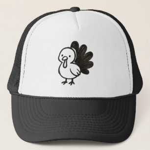 Minimalist Turkey – Playful Ink Bird Design on Trucker Hat