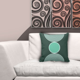 Minimalist Turquoise Circular Pattern  Cushion