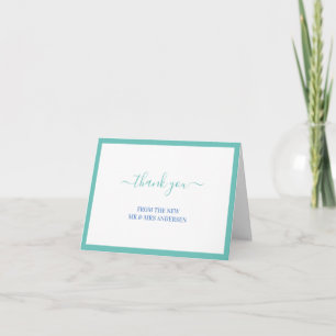Minimalist Turquoise Custom Photo Thank You Card