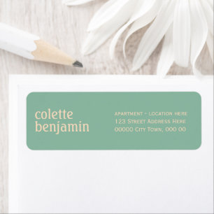 Minimalist Turquoise-Green & Pale Peach Address Return Address Label