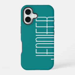 Minimalist, Turquoise, Jumbo Name Simple iPhone 16 Case
