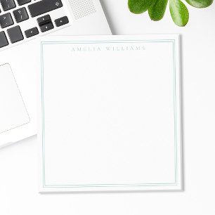 Minimalist Turquoise Monogram Two Border Notepad