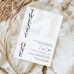 Minimalist Twenty One 21st Birthday Party Invitation<br><div class="desc">This minimalist typography 21st birthday party invitation is perfect for a modern birthday party. Customisable in any colour. Keep the design minimal and elegant, as is, or personalise it by adding your own graphics and artwork. For more advanced customisation of this design, e.g. changing layout, font or text size please...</div>
