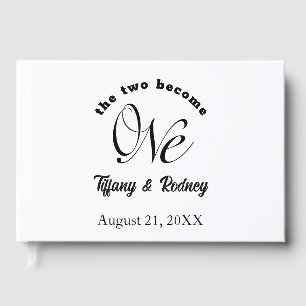 Minimalist Two Become One Bride & Groom Wedding Guest Book