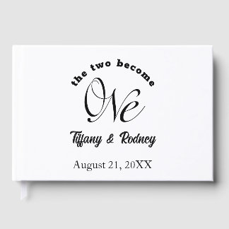 Minimalist Two Become One Bride & Groom Wedding Guest Book