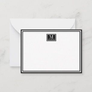 Minimalist Two Boarder Monogram Name Black Card