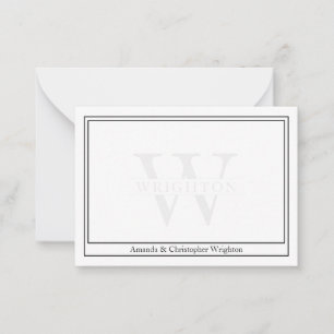 Minimalist Two Border Monogram Couple Note Card