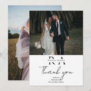 Minimalist Two Photo Wedding Thank You Card