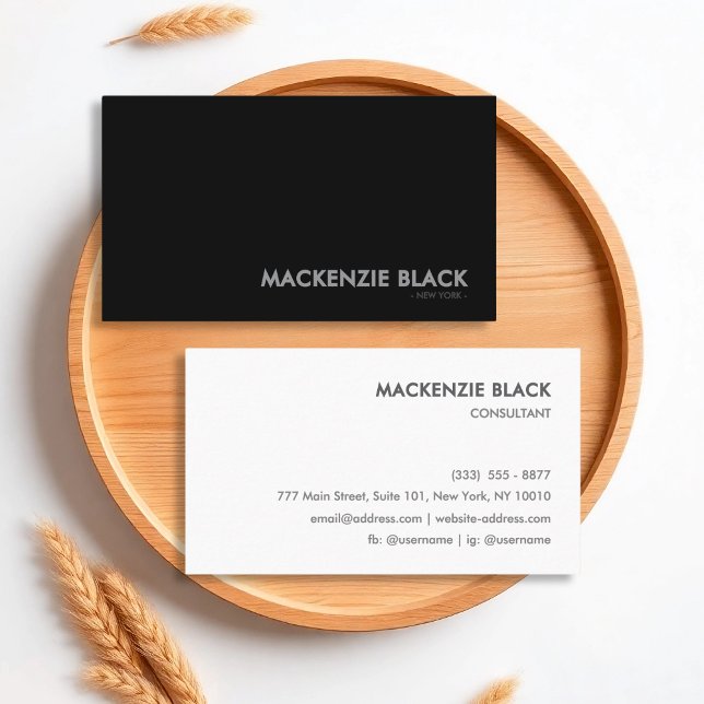 Minimalist Two-Tone Black & White Business Card (Creator Uploaded)