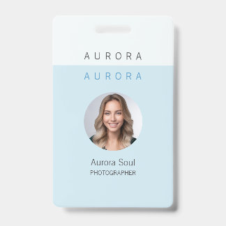 Minimalist Two-Tone Blue Name Badge ID Badge