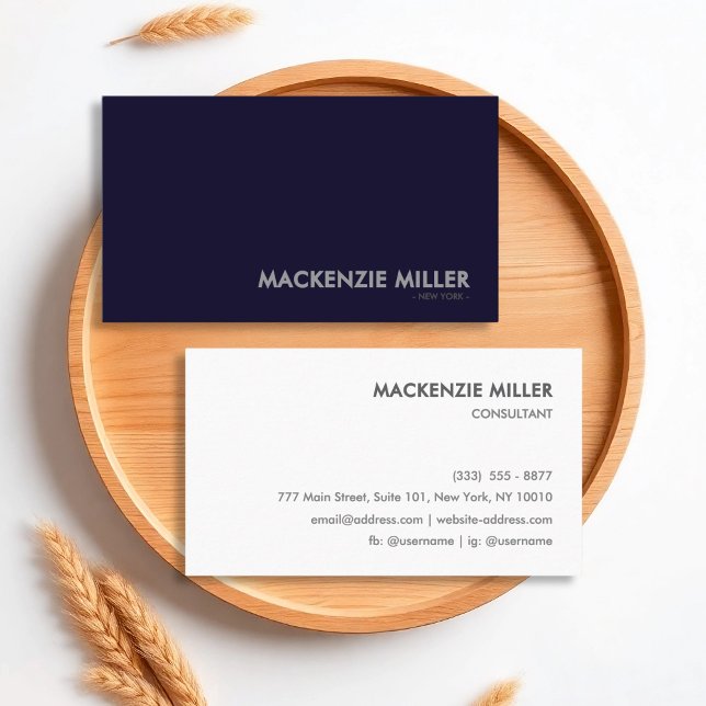 Minimalist Two-Tone Navy Blue & White Business Car Business Card (Creator Uploaded)