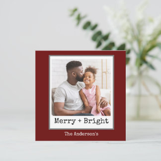 Minimalist Typewriter - 1 Photo - Merry and Bright Holiday Card