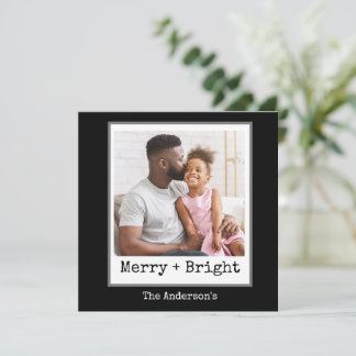 Minimalist Typewriter - 1 Photo - Merry and Bright Holiday Card