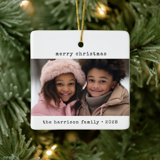 Minimalist Typewriter Christmas Ceramic Ornament (Tree)