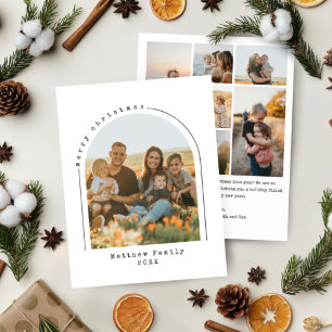 Minimalist Typewriter Christmas Family Photo Arch Holiday Card