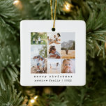 Minimalist Typewriter Family Photo Collage Ceramic Ornament<br><div class="desc">This simple and modern family photo collage Christmas ornament features a place for you to add your names, alongside ‘Merry Christmas’ in beautiful typewriter typography, as well as room for you to add your own photo montage (with space for seven photos). The perfect minimalist xmas holiday gift for any family...</div>