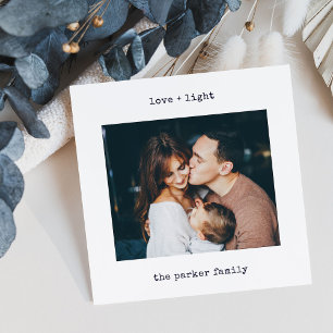Minimalist Typewriter Love and Light with Photo Holiday Card