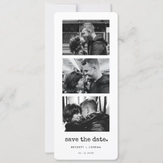 Minimalist typewriter Photo strip Save the date Announcement