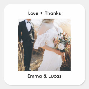 Minimalist Typewriter   Thank you Photo Wedding  Square Sticker