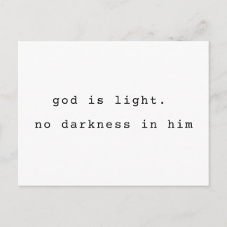 Minimalist Typographic God is Light Postcard