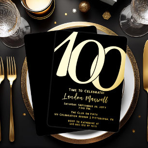 Minimalist Typography 100 100th Birthday Party