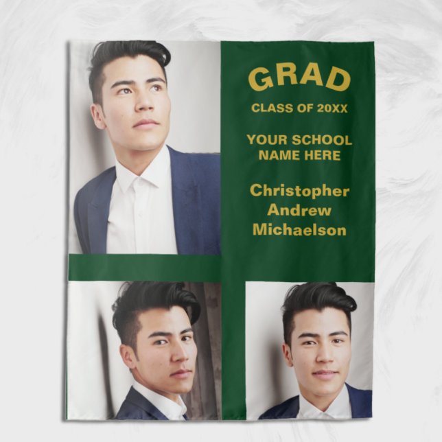 Minimalist Typography 3 Photo Graduation Tapestry (Creator Uploaded)