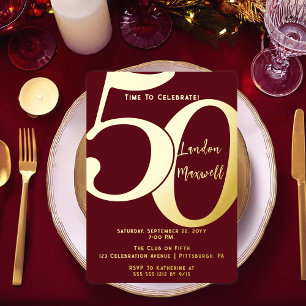 Minimalist Typography 50 50th Birthday Party