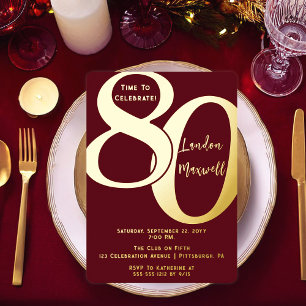 Minimalist Typography 80 80th Birthday Party