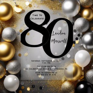 Minimalist Typography 80 80th Birthday Party Acrylic Invitations
