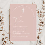 Minimalist Typography arch pink arch baptism Invitation<br><div class="desc">Inivite your guest to your event with this minimalist and simple baptism invitation card,  features simple text on a pink background with prominent cross. For more advanced customisation of this design,  e.g. changing layout,  font or text size please click the "CUSTOMIZE" button above. Please contact me for any questions!</div>