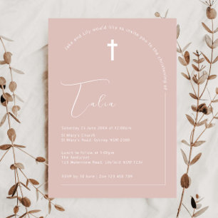 Minimalist Typography arch pink arch baptism Invitation