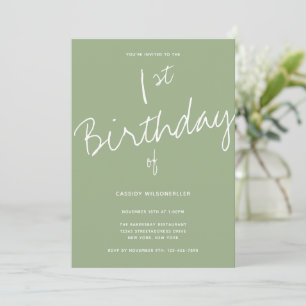 Minimalist Typography Baby First Birthday Invitation