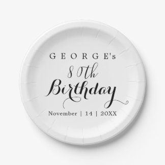 Minimalist Typography Birthday Party Design  Paper Plate