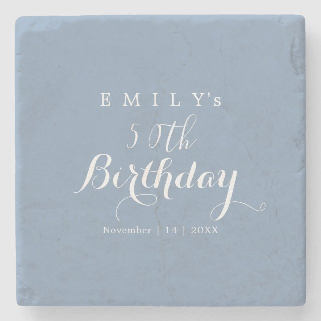 Minimalist Typography Birthday Party Design  Stone Coaster (Front)