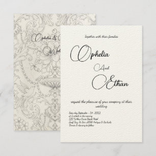 Minimalist Typography Black & white wedding Invitation