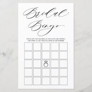 Minimalist Typography Bridal Shower Bingo Game