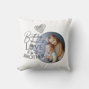 Minimalist Typography Brother Birthday Photo Cushion