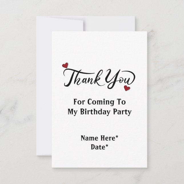 Minimalist Typography Calligraphy Birthday Thank You Card (Front)