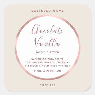 Minimalist typography circle foil rose gold frame square sticker