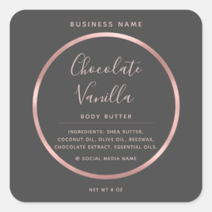 Minimalist typography circle foil rose gold frame square sticker