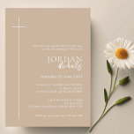 Minimalist Typography cross beige arch baptism Invitation<br><div class="desc">Inivite your guest to your event with this minimalist and simple baptism invitation card,  features simple text on a beige background with prominent cross. For more advanced customisation of this design,  e.g. changing layout,  font or text size please click the "CUSTOMIZE" button above. Please contact me for any questions!</div>